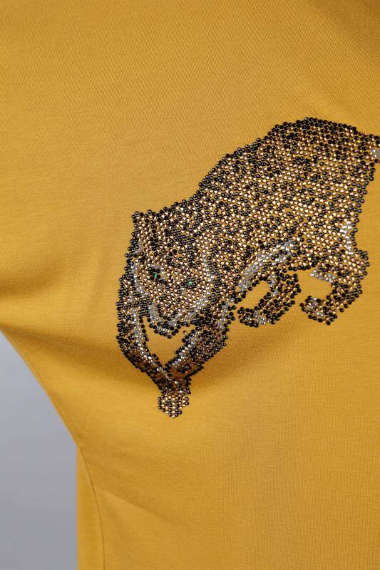 Vente en gros de chemisier brodé en pierre à motif léopard pour femme - 77703 | KAZEE