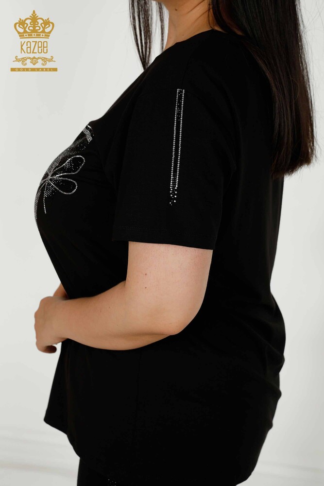 Grossiste Chemisier Femme - Détail Libellule - Noir - 79370 | KAZEE - 4