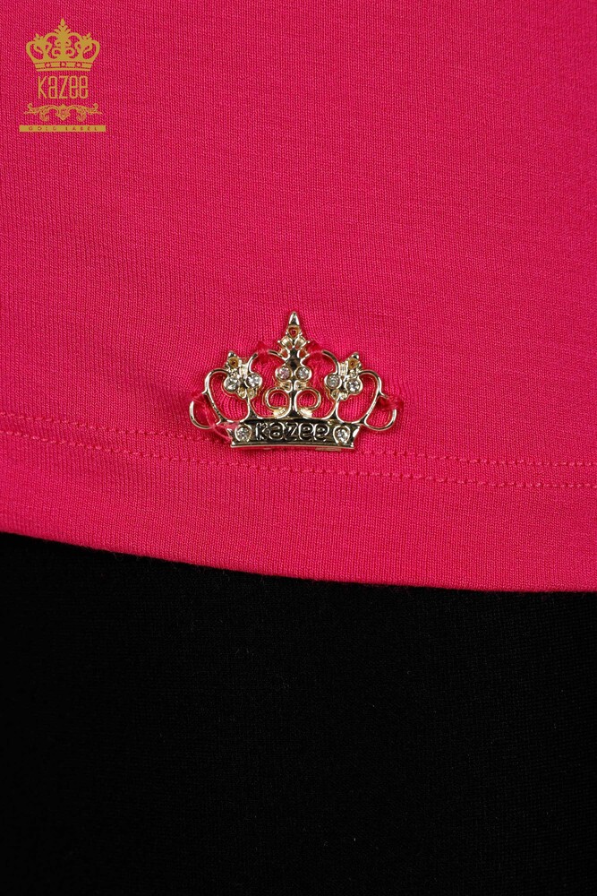 Grossiste Chemisier Femme - Manches Courtes - Basique - Fuchsia - 79287 | KAZEE - 5
