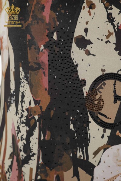 Grossiste Chemisier Femme - Floral Motif - Beige - 77898 | KAZEE - 3