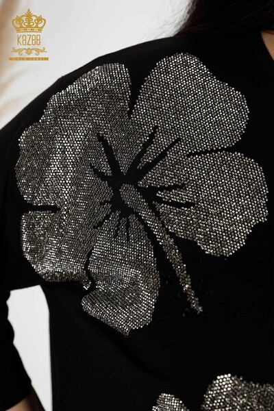Grossiste Chemisier Femme Motif Floral Noir - 78990 | KAZEE - Thumbnail