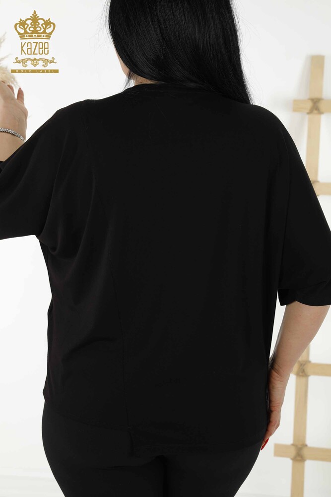 Grossiste Chemisier Femme - Motif Floral - Noir - 79061 | KAZEE - 9