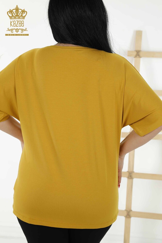 Grossiste Chemisier Femme - Motif Floral - Safran - 79089 | KAZEE - 5