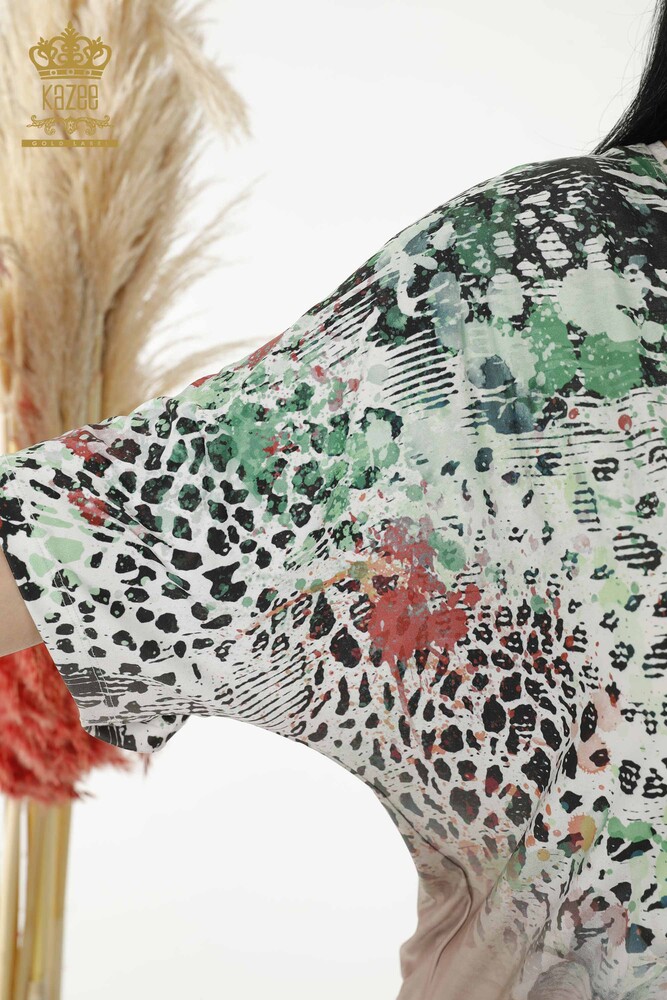 Grossiste Chemisier Femme - Motif Floral - Vison - 12050 | KAZEE - 5