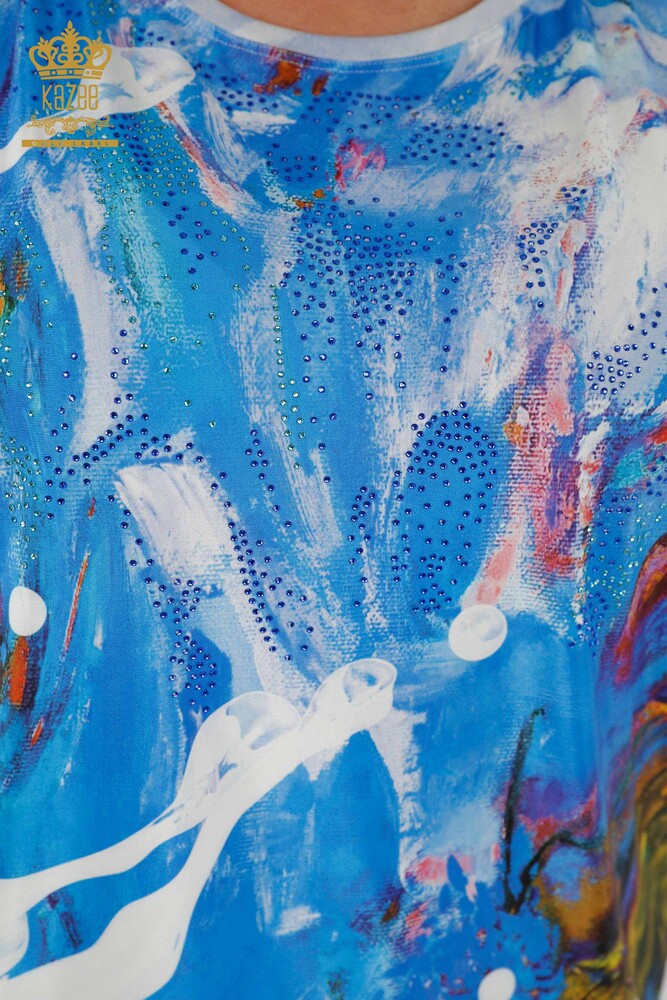 Grossiste Chemisier Femme - Pierre Brodée - Bleu - 77000 | KAZEE - 3