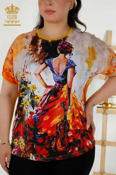 Grossiste Chemisier Femme - Pierre Brodée - Numérique - 12092 | KAZEE - Kazee (1)