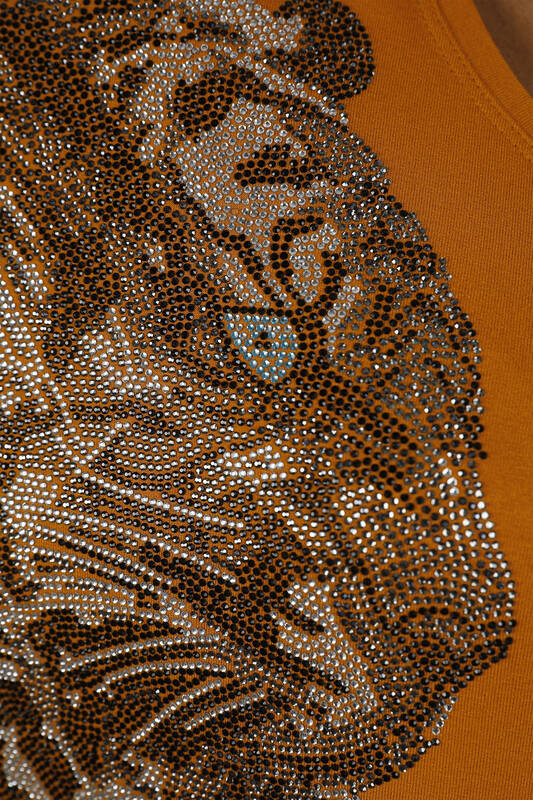 Vente en gros de chemisier brodé en pierre avec détail de tigre pour femme - 77966 | KAZEE