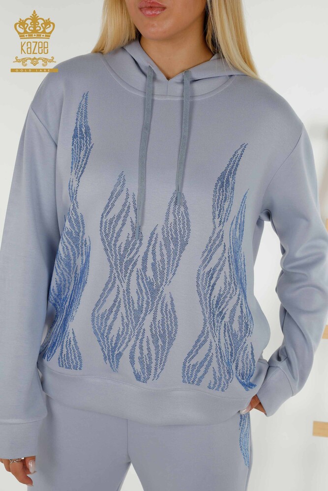 Ensemble de survêtement pour femmes en gros à capuche bleu - 17566 | KAZEE - 5