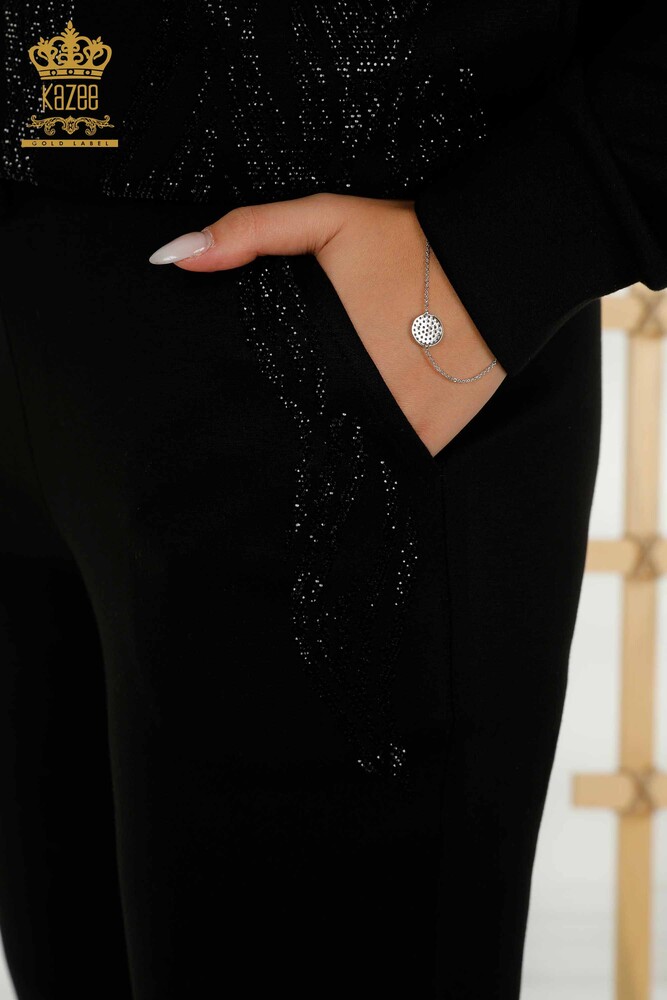 Ensemble de survêtement pour femmes en gros à capuche noir - 17566 | KAZEE - 10