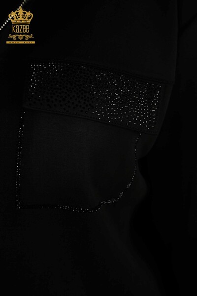 Ensemble de survêtement pour femmes en gros avec capuche et fermeture éclair noir - 17618 | KAZEE - Thumbnail