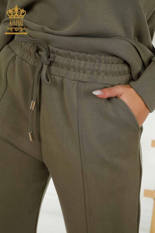 Vente en gros Survêtement Femme Basic Pocket Kaki - 17579 | KAZEE