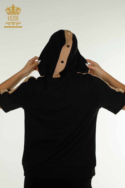 Ensemble de survêtement pour femmes en gros deux couleurs vison noir - 17673 | KAZEE - Thumbnail