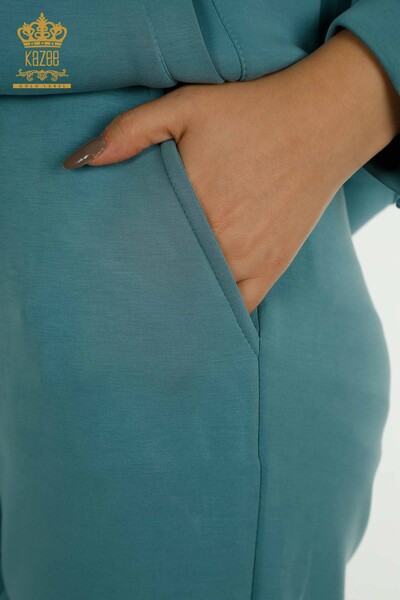 Ensemble de survêtement pour femmes en gros bouton détaillé menthe - 17624 | KAZEE - Thumbnail