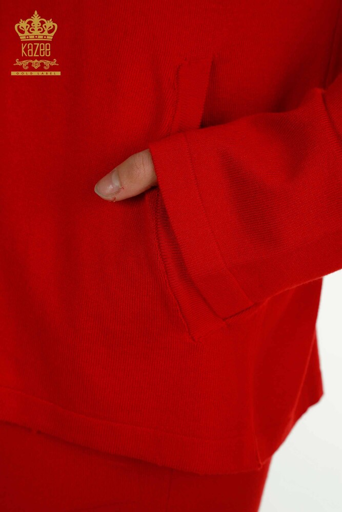 Ensemble de survêtement pour femmes en gros rouge avec broderie de pierre - 16662 | KAZEE - 7