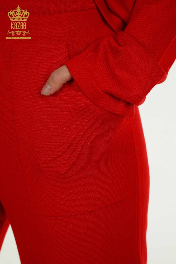 Ensemble de survêtement pour femmes en gros rouge avec broderie de pierre - 16662 | KAZEE - 9