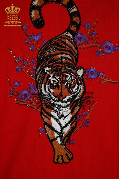 Ensemble de survêtement pour femmes en gros rouge avec broderie de pierre - 16662 | KAZEE - 15