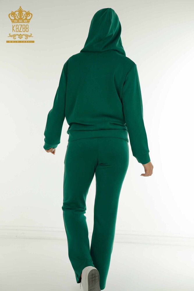 Ensemble de survêtement pour femmes en gros avec capuche et fermeture éclair vert - 17618 | KAZEE - 11