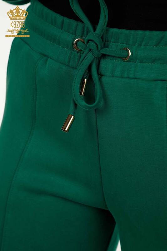 Ensemble de survêtement pour femmes en gros à capuche avec poches vert - 17627 | KAZEE
