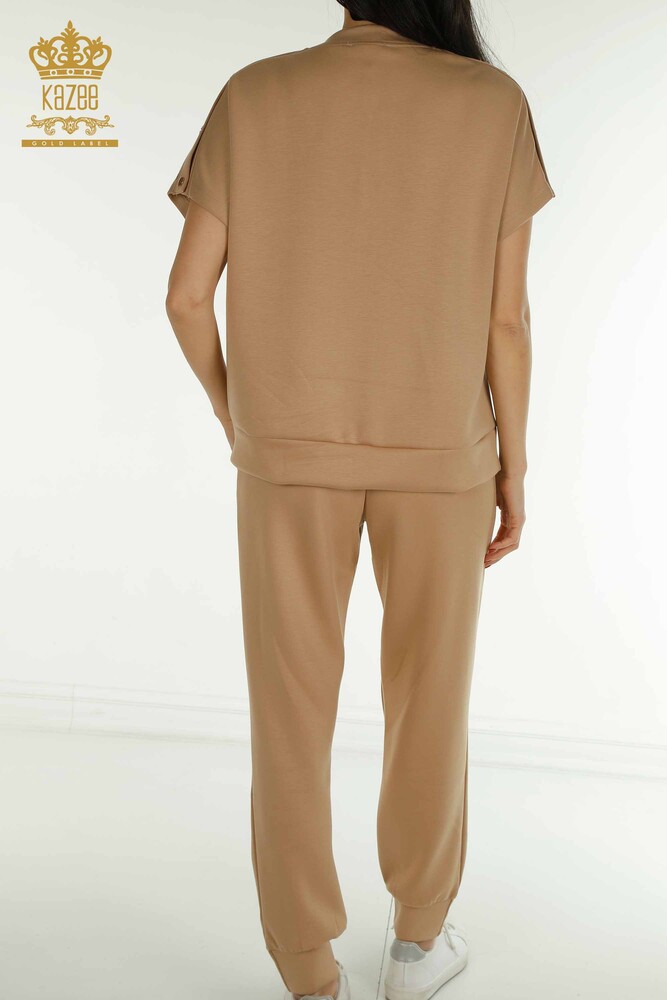 Vente en gros Ensemble Survêtement Femme Manches Courtes Camel - 17680 | KAZEE - 11