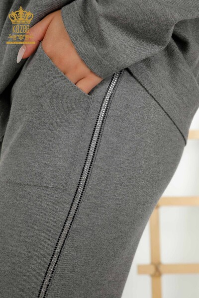 Ensemble de survêtement pour femmes en gros gris avec motif léopard - 16660 | KAZEE - 7