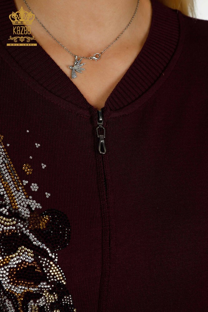 Ensemble de survêtement pour femmes en gros, Prune à motifs léopard - 16660 | KAZEE - 6