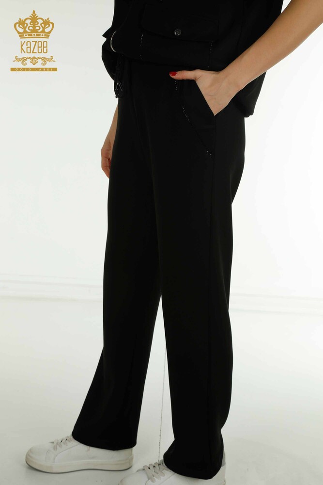 Ensemble de survêtement pour femmes en gros noir avec broderie de pierre - 17675 | KAZEE - 8