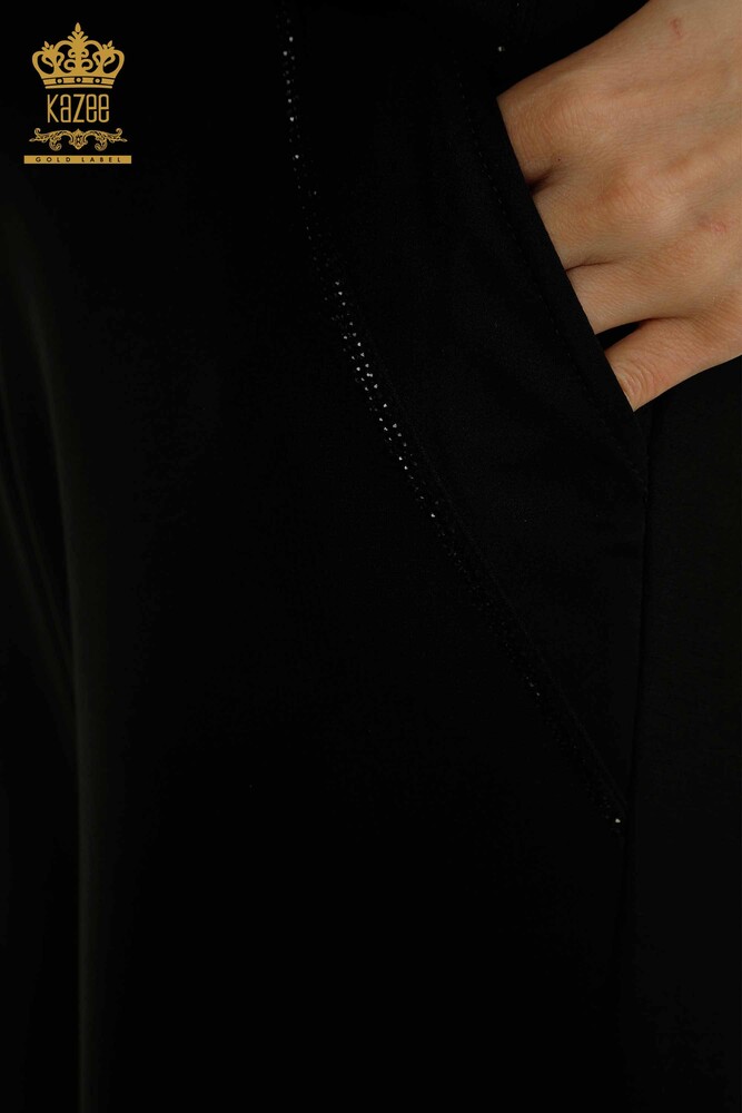 Ensemble de survêtement pour femmes en gros noir avec broderie de pierre - 17675 | KAZEE - 10