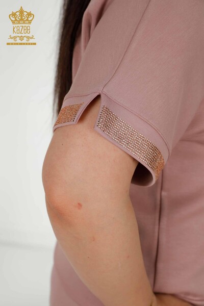 Grossiste Ensemble Survêtement Femme - Pierre Brodée - Poches - Rose - 20391 | KAZEE - 7