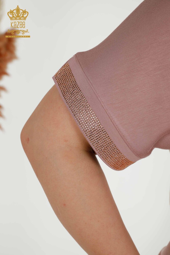 Grossiste Ensemble Survêtement Femme - Pierre Brodée - Poches - Rose - 20391 | KAZEE - 8