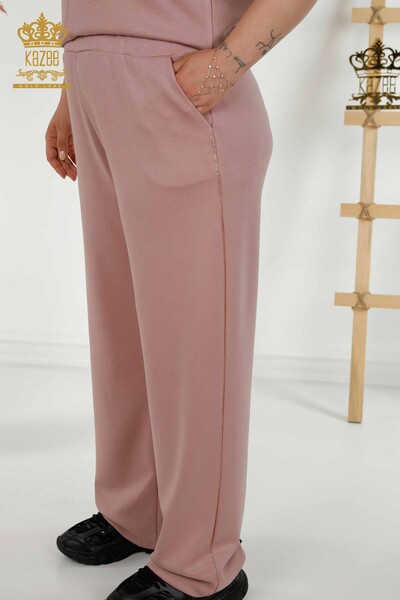Grossiste Ensemble Survêtement Femme - Pierre Brodée - Poches - Rose - 20391 | KAZEE - 9