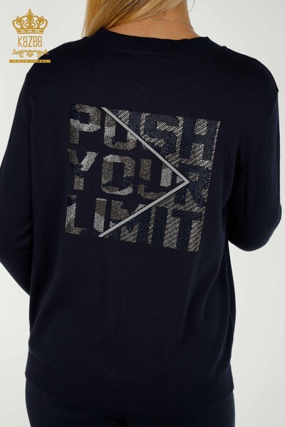 Ensemble de survêtement pour femmes en gros avec poches et fermetures éclair bleu marine - 16679 | KAZEE - 8