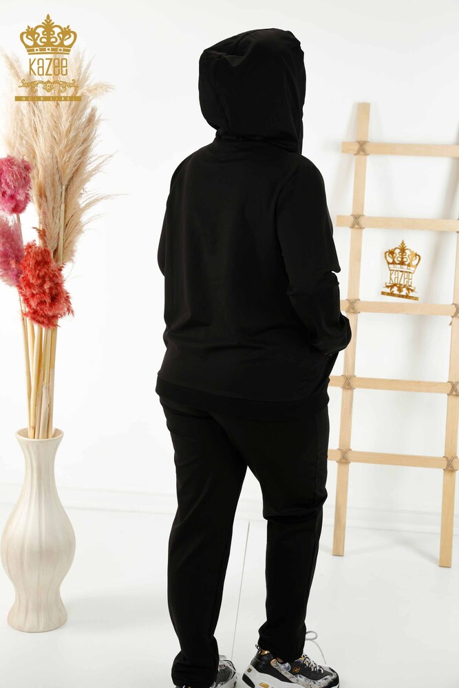 Vente en gros Ensemble de survêtement pour femmes avec capuche et fermeture éclair noir - 17501 | KAZEE - 9