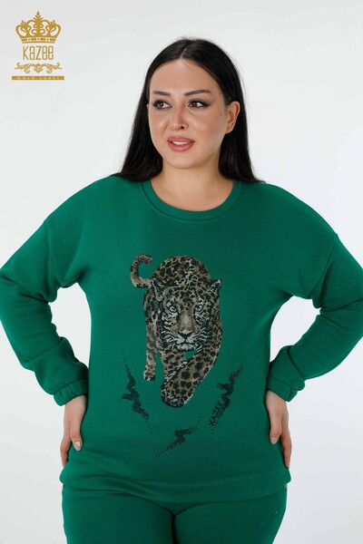 Grossiste Ensemble Survêtement Femme Motif Tigre Vert - 17473 | KAZEE - 2