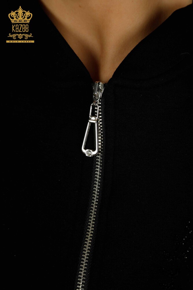Ensemble de survêtement pour femmes en gros noir avec fermeture éclair - 17636 | KAZEE - 5