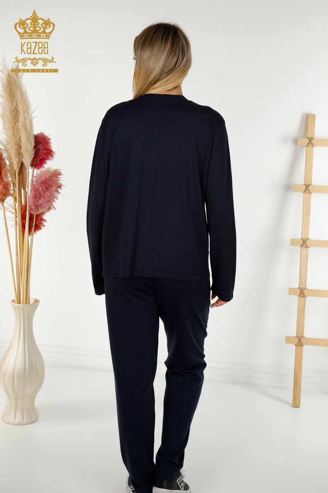 Ensemble de survêtement pour femmes en gros avec poches zippées bleu marine - 16280 | KAZEE - 9