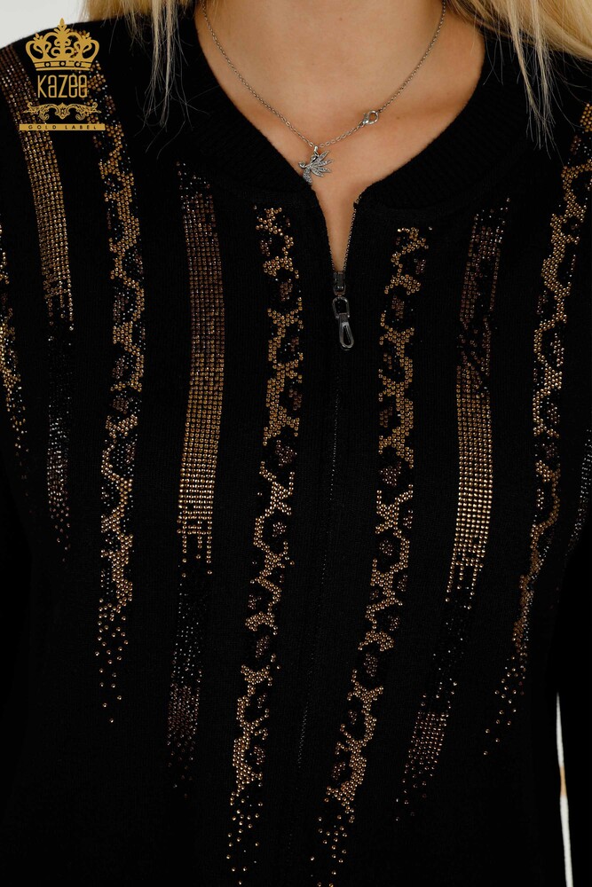 Ensemble de survêtement pour femmes en gros avec poche zippée noir - 16280 | KAZEE - 4