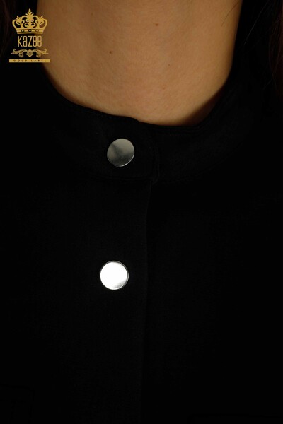 Ensemble de survêtement triple pour femmes en gros noir avec détail de boutons - 17622 | KAZEE - Thumbnail