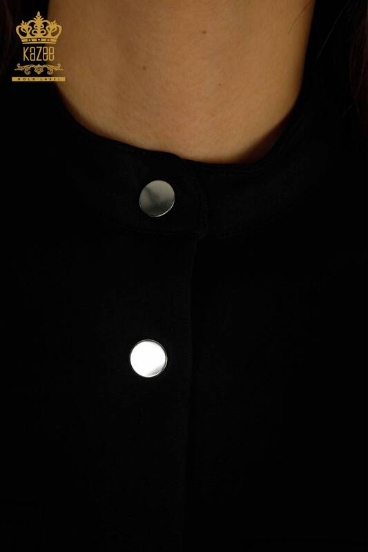 Ensemble de survêtement triple pour femmes en gros noir avec détail de boutons - 17622 | KAZEE