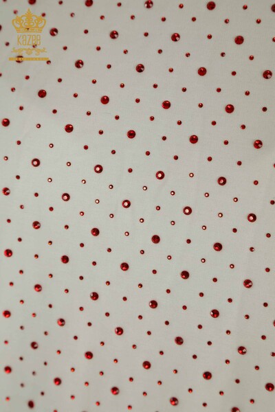 Ensemble de survêtement triple pour femmes en gros rouge avec détail de boutons - 17622 | KAZEE - Thumbnail