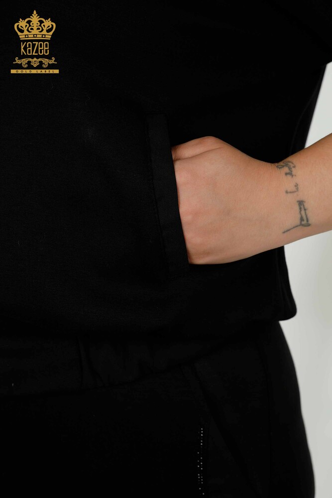 Vente en gros Ensemble de survêtement pour femme - Fermeture éclair - Noir - 20387 | KAZEE - 8