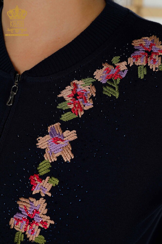 Grossiste Ensemble Survêtement Femme Motif Floral Bleu Marine - 16658 | KAZEE - 3