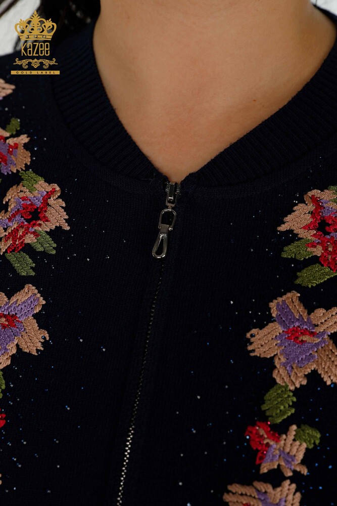 Grossiste Ensemble Survêtement Femme Motif Floral Bleu Marine - 16658 | KAZEE - 5