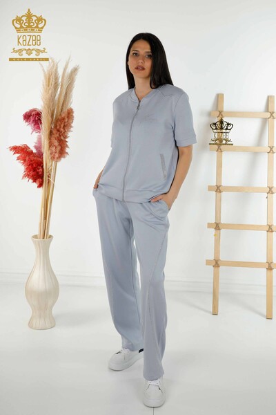 Grossiste Ensemble Survêtement Femme - Pierre Brodée - Bleu - 17549 | KAZEE - 1