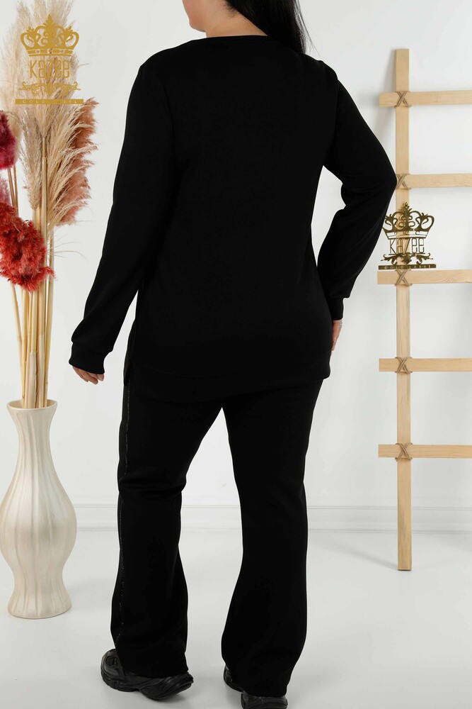 Grossiste Ensemble Survêtement Femme - Poches - Pierre Brodée - Noir - 20398 | KAZEE - 11