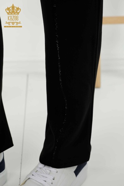 Vente en gros Ensemble de survêtement pour femmes - Manches courtes - Poche - Noir - 20390 | KAZEE - 9