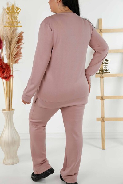 Grossiste Ensemble Survêtement Femme - Poches - Pierre Brodée - Rose - 20398 | KAZEE - 10