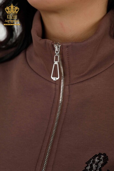 Grossiste Ensemble Survêtement Femme Motif Aile d'Ange Marron - 17466 | KAZEE - 6