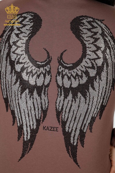 Grossiste Ensemble Survêtement Femme Motif Aile d'Ange Marron - 17466 | KAZEE - 13