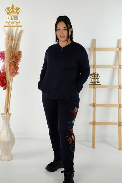 Grossiste Ensemble Survêtement Femme - Motifs Colorés - Bleu Marine - 16657 | KAZEE - Kazee