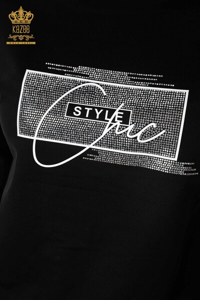 Grossiste Ensemble Survêtement Femme Crystal Stone Brodé Noir - 17461 | KAZEE - 3